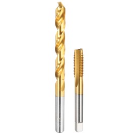 sourcing map Tap and Drill Bit Set, 1pcs M10 x 1.25 Straight Flute Thread Screw Tap & 1pcs 8.7mm Twist Drill Bit, Titanium Coated HSS-6542 Tapping Threading Tool Kit