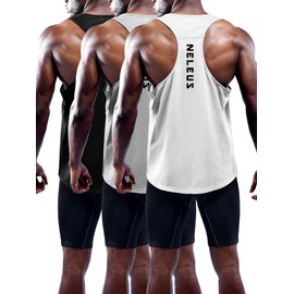 Neleus Men's 3 Pack Workout Running Tank Top Sleeveless Gym Athletic Shirts