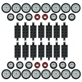 MALEKO City Car Wheels and Axles Sets- 74PCS Tires Building Blocks Compatible with Major Brand Bricks, Vehicle Parts and Pieces for Kids Boys Toy