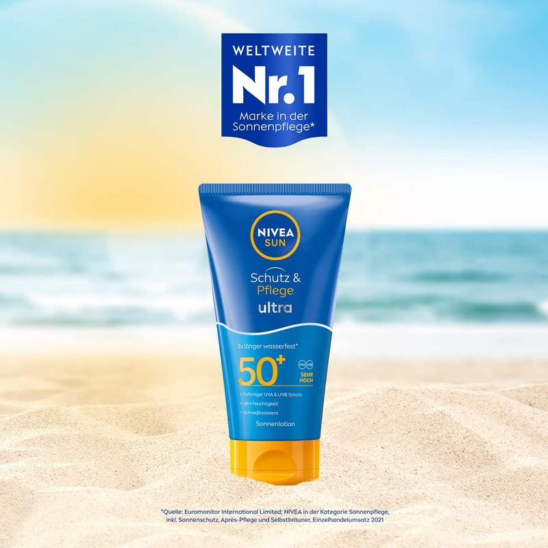 NIVEA SUN Sonnencreme mit LSF 50+, 3x wasserfester sofortiger Sonnenschutz