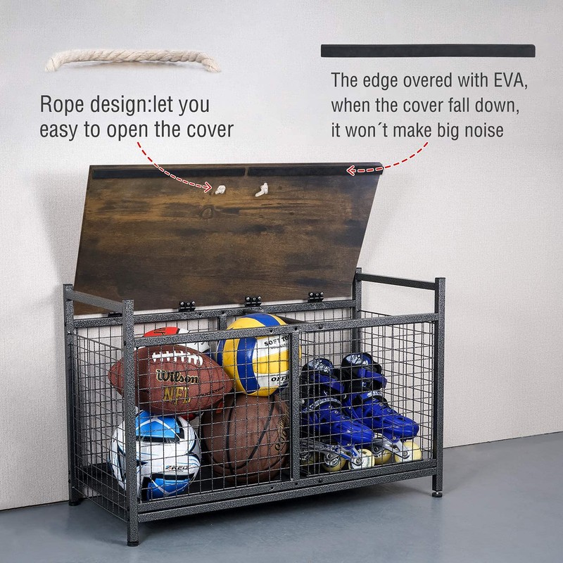 Mythinglogic Rolling Ball Storage Cart, Sports Equipment Storage Organizer for