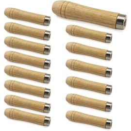 Ruikcoll Pack of 15 Wooden File Handles, File Handle with Strong Metal Collar, for Carpenters, Woodworking, Length 105 mm, Tool Maintenance 6 mm Hole