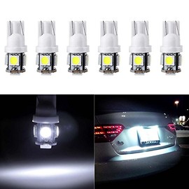 License Plate Light,cciyu T10 W5W Wedge 168 194 LED Bulb for Interior Dome Map lights Courtesy Light 6000K Xenon W hite,6Pack