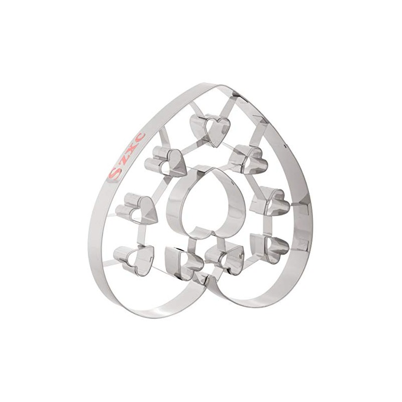 Szxc Large Heart Cookie Cutters With Interior Cut-Outs - Stainless