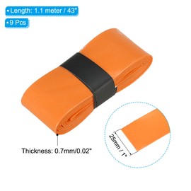 PATIKIL 43.3" Tennis Racket Grip Tape, 9 Pack PU Overgrip Perforated Absorbent Non-Slip for Badminton Fishing Rod, Orange