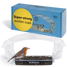 Window Bird Feeders with Strong Suction Cups - Jacobi Jayne® Sky Deck™ Clear Window Bird Feeder - Bird Feeder for Window - Watch Birds Close Up With this Acrylic Window Feeder