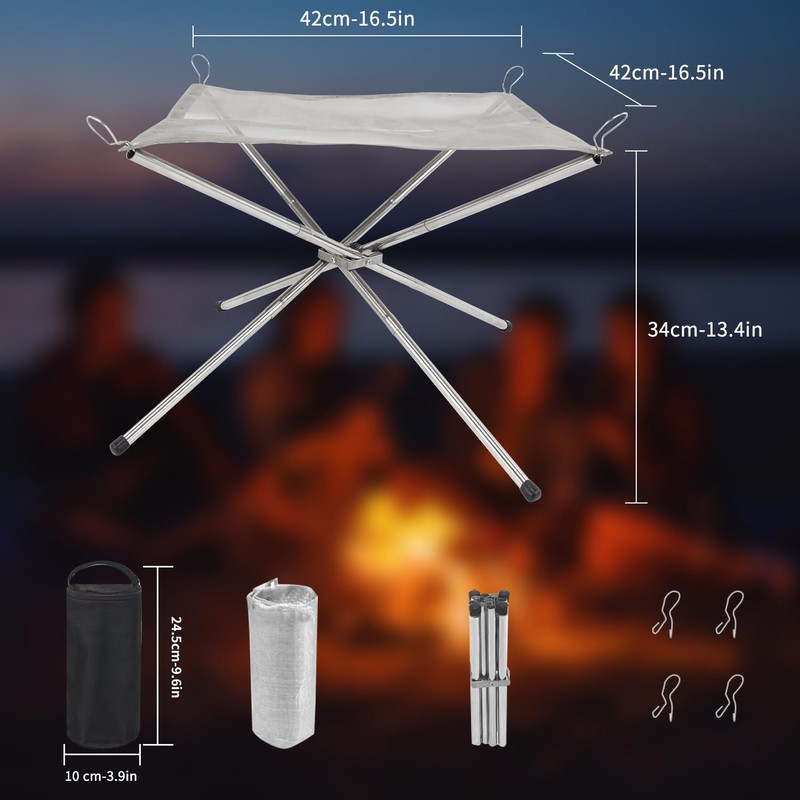LUKVCIY Portable Fire Pit for Camping, 42CM Foldable Outdoor Firepit