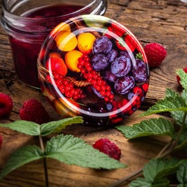 KADAX Screw Lid fi66 mm, Replacement Lid Set Made of Metal, Preserving Lids Suitable for 200 ml and 315 ml Jars, Twist-Off Lid with 4 Locking Teeth, Lid (Fruit, Pack of 50)