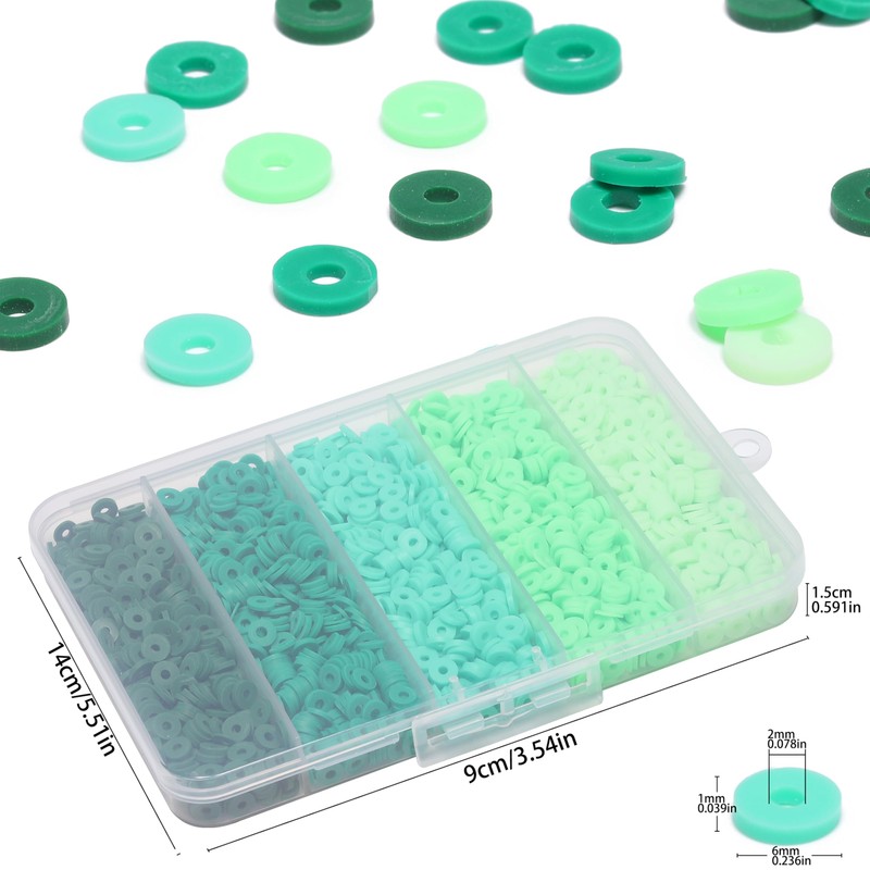 Threle 3500pcs Clay Beads (Green)