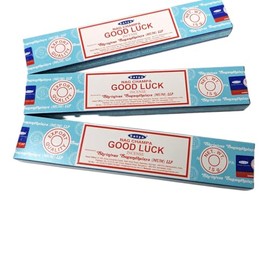 Satya Nag Champa Good Luck Incense Sticks with JRose Incense Holder 3 Pack Set 15g Boxes