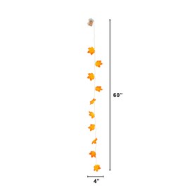 Nearly Natural 5ft Pre-Lit Autumn Maple Leaf Artificial Fall Garland with 10 Warm White LED String Lights - Set of 3