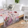 Paris Eiffel Tower Throw Blanket Pink Flowers Towers Bicycle Pattern