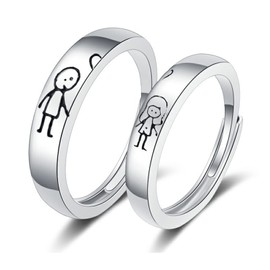 2 PCS Matching Promise Rings for Couples Love Finger Ring Gifts for Boyfriend Girlfriend Valentine's Jewelry Gifts for Couple (2pcs ring cat)