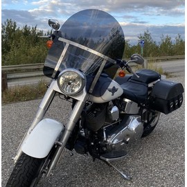 Sled Shields 20" Dark Tint Replacement Windshield Compatible with Harley Davidson Heritage Softail FLSTC, Fat Boy FLSTF, Softail Deluxe FLSTN