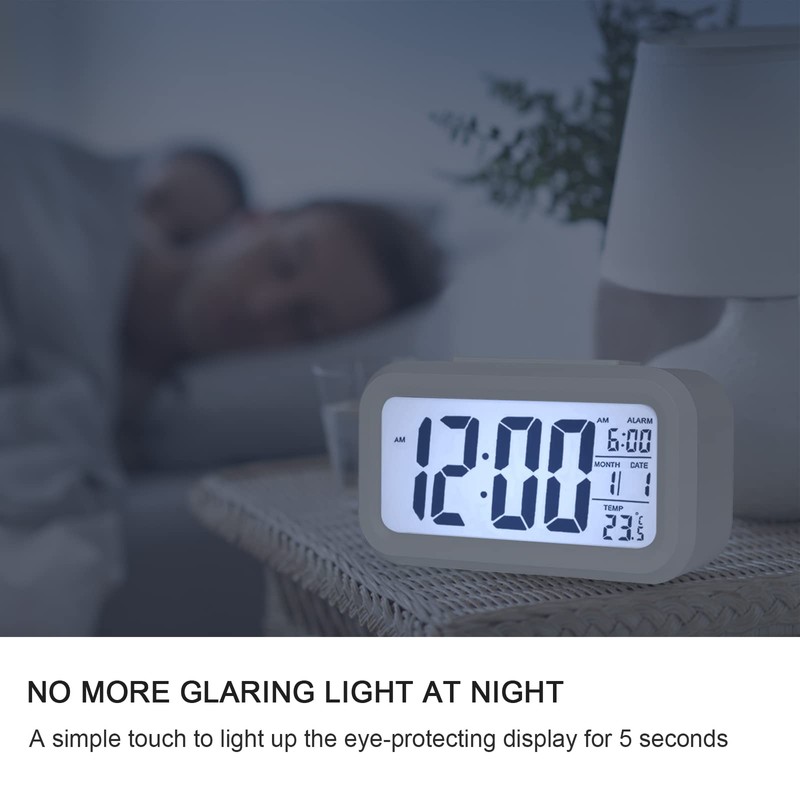 Jsdoin Digital Alarm Clock, Alarm Clock with Large LED Temperature