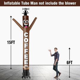 GOODENY 15FT Tall Inflatable Tube Man Coffee Wacky Wavy Dancing Guy (18''Diameter) for Outdoor Decoration Advertising Business Promotion - Food Theme (Blower Not Included)