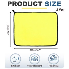 uxcell 8 Pcs 500gsm Microfiber Towels for Cars, 15.7 x 15.7 Inch Car Drying Towel Drying Towels Car Detailing Extra Large Super Absorbent Towel for SUV Truck Home, Gray Yellow