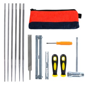 YARDMARIS Universal Chainsaw Sharpening Kit-14 Piece, Chainsaw Chain Sharpener File Kit with Storage Bag, Contains Round Files, Flat File, Handle, Chainsaw Spanner & Depth Gauge
