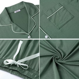 Joyaria Women Long Sleeve Pajamas Set Super-Soft Comfy Bamboo Cooling Sleepwear Button Down Pj Lounge Sets S-XXL Olive