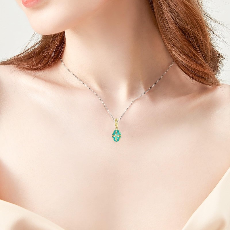 GOINEVA Easter Egg Dangle Charm 925 Sterling Silver Charms Fits