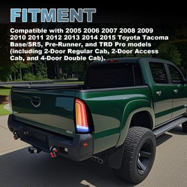 Sheraho LED Tail Light Compatible with 2005-2015 Toyota Tacoma Taillight Assembly Lamp Rear Brake Light Turn Signal Lights Black Housing Smoke Lens LH+RH