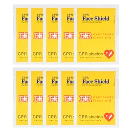 Ever Ready First Aid CPR Face Shield fits Adults, Children and Infants - 10 Pack