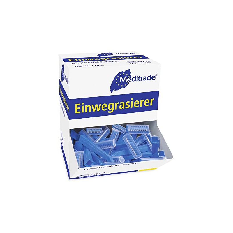 Meditrade 9610 Non-Sterile Disposable Razor, Rust-Proof, Single-Edged (Pack of 100)