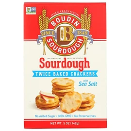 Boudin Sourdough Twice Baked Crackers With Sea Salt, Non GMO, 5 Ounces (Pack Of 12)
