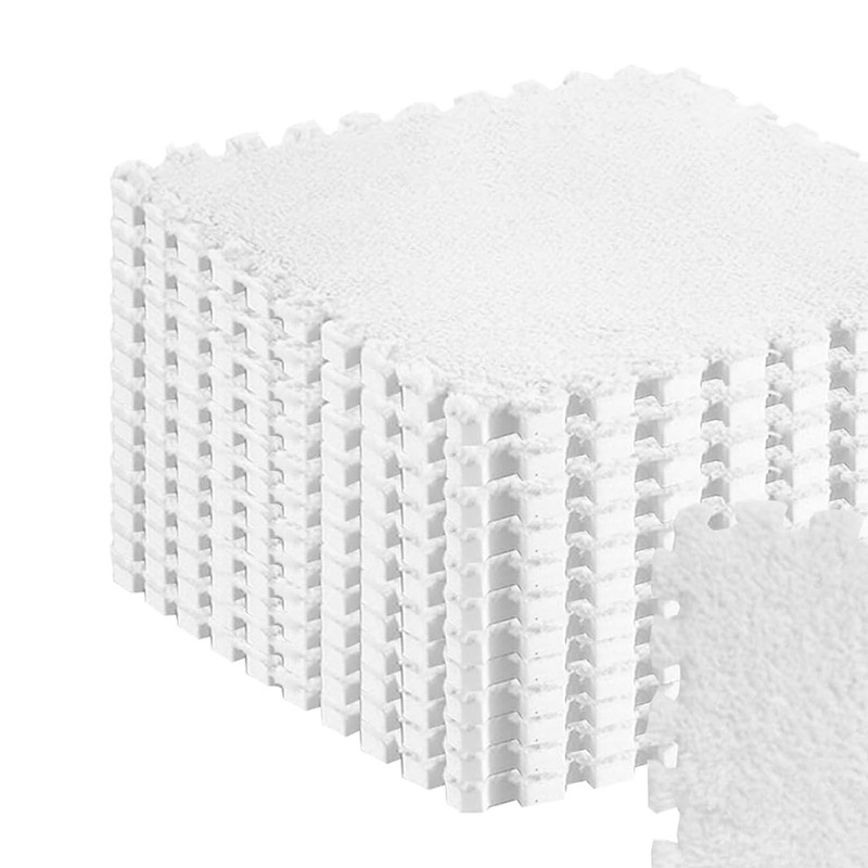 10pcs Plush Puzzle Floor Foam Mat Tiles Fluffy Cuttable Anti