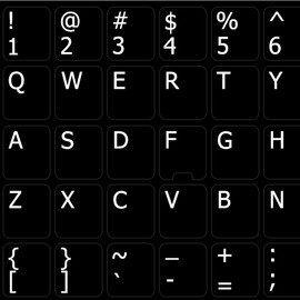 ENGLISH US ON BLACK BACKGROUND NON-TRANSPARENT KEYBOARD STICKERS