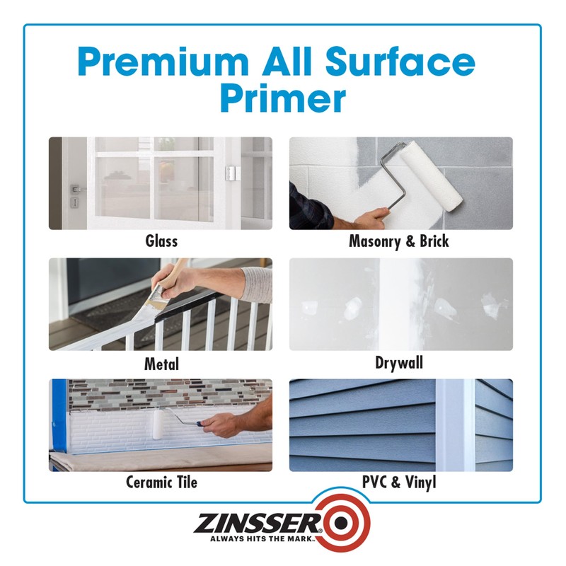 Zinsser 285085 Bulls Eye 1-2-3 All Surface Primer, Gallon, Gray