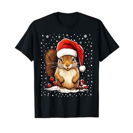 Cute Squirrel Christmas Santa Hat Xmas Pajama T-Shirt