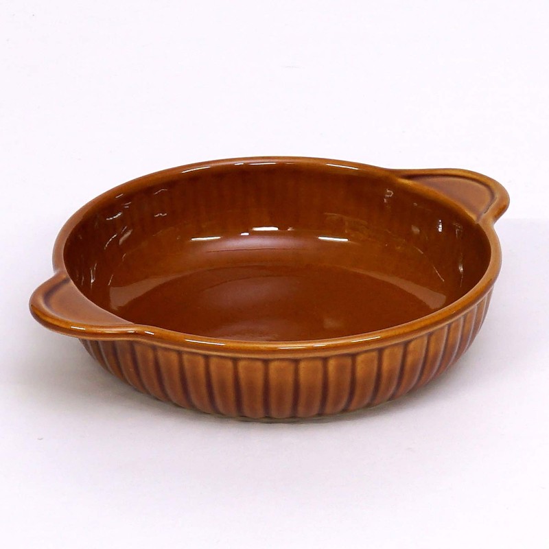 Maruyoshitouki Pottery M4782 Gratin Plate, Standing Round Brown, L