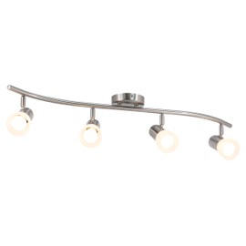 XiNBEi Lighting Track Lighting, 4 Light S-Shaped Track Light Bar with Glass, Modern Kitchen Ceiling Light Bar Brushed Nickel XB-TR1238-4-BN