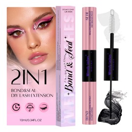 Lash Bond and Seal Waterproof Cluster Lash Glue for Eyelash Extensions Strong Hold 72 Hours High Adhesive Gentle Non-Irritating 2-in-1 Bond and Seal Use at Home by Wendy Lashes(Black,5ml+5ml)