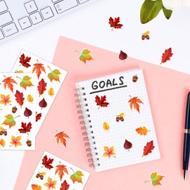 540 Pieces Thanksgiving Fall Autumn Leaves Stickers Thanksgiving Stickers Maple Leaves Stickers Thanksgiving Party Supplies for Thanksgiving Them Party and Classroom Decor (Classic Style)