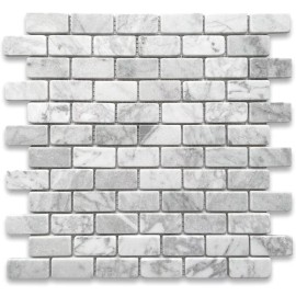 Stone Center Online C63XT Non Slip Shower Tile Carrara White Marble 1x2 Subway Brick Tumbled