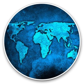 Vinyl Stickers (Set of 2) 10cm - World Map Earth Travel Decals for Laptops,Tablets,Luggage,Scrap Booking,Fridges, 3799