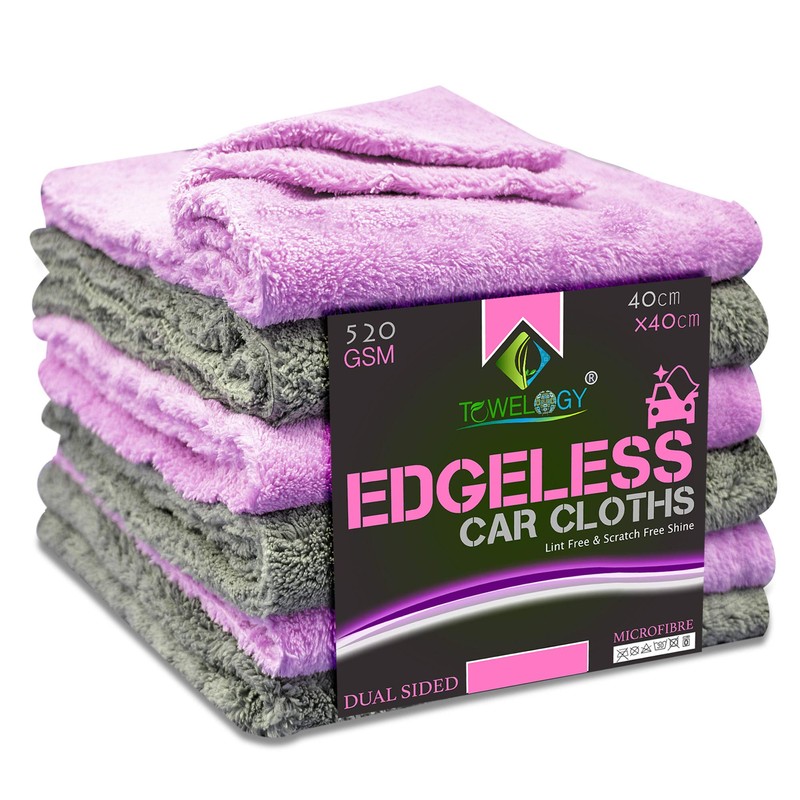 Towelogy® 520gsm Professional Microfibre Edgeless Car Cloths QUICK DRY for