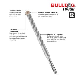 Bosch HC4C2011 3/16 in. X 4 in. X 6 in. SDS-Plus® Bulldog™ Tough Rotary Hammer Bit, 4-Cutter Head