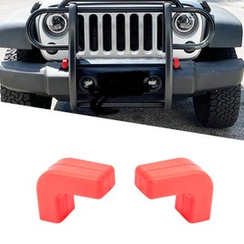 Jawmoy 2 PCS Car Hook Covers, Rubber Front Bumpers Protection Cushioned Block, Compatible with Wrangler 07-23 JK, JL, JT (Red)