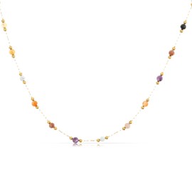 Made by Nami Women's Pearl Necklace Colourful Stainless Steel Waterproof Jewellery Gifts for Women (Colourful), Pearl, Amethyst