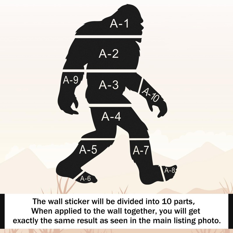 Large Bigfoot Wall Decal 60 x 42 Inch Sasquatch Big