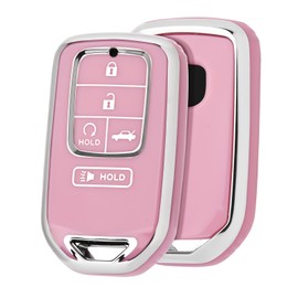 ELOHEI for Honda Key Fob Cover, Key Fob Case for 2015-2021 Honda Accord 2017-2020 CRV Civic Pilot Odyssey Passport Premium Soft TPU Full Protection Key Shell (Pink)