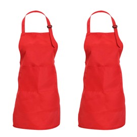 CWFUN 2 Pcs of Red Kids-Children Apron,Aprons for Kids-Boys Girls Adjustable Aprons-Children Kid's Kitchen Cooking and Baking Aprons(4-12 Years Old-Children One Size, Red)