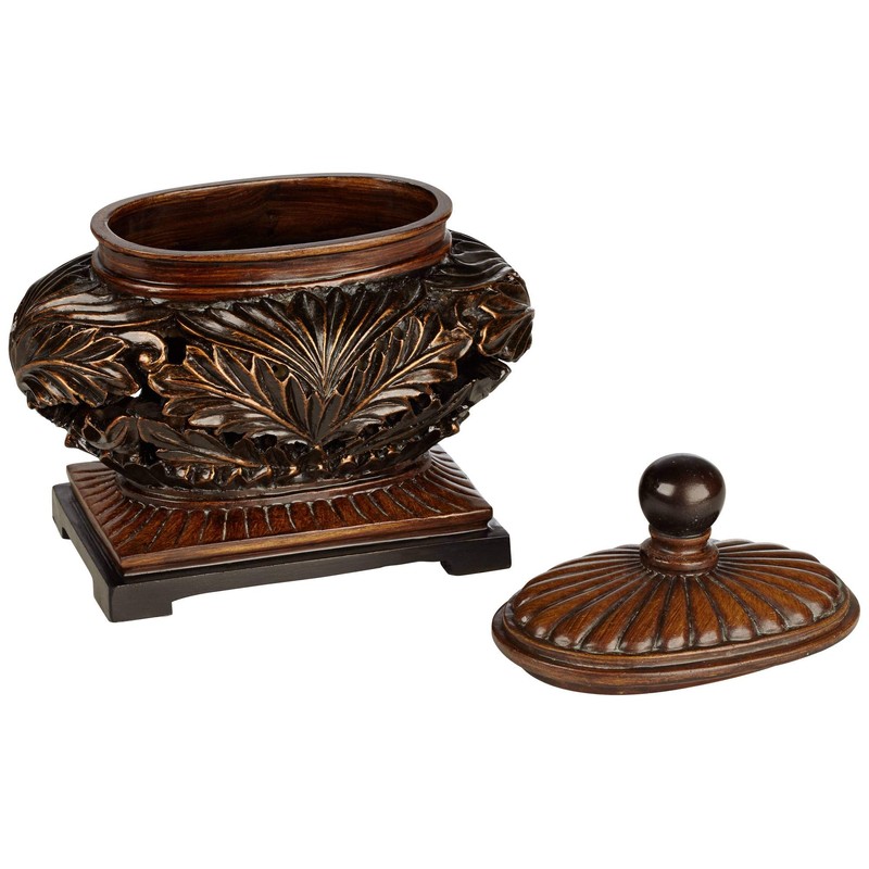 Weldona 9" High Vine and Leaf Wood Finish Jar with