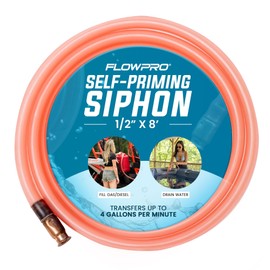 Self-Priming Shaker Gas, Fuel, Oil, Water Siphon 1/2” x 8' | Wake Boat, Pontoon, PWC, Jet Ski, Hot Tub, Cold Plunge, Trough, Livestock, Multi-Purpose | Industrial Grade Tubing Hose | 4 Gallons/Minute