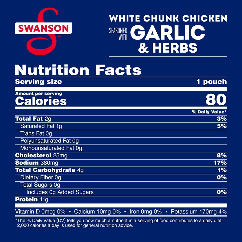 Swanson Garlic and Herbs White Chunk Fully Cooked Chicken, Ready