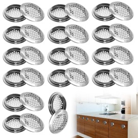 TenaLucy Pack of 30 Ventilation Grille, Round Ventilation Grille, Stainless Steel Ventilation Grille, Ventilation Hole, Stainless Steel Ventilation Grille, Ventilation Hole, for Cupboard, Wardrobe,