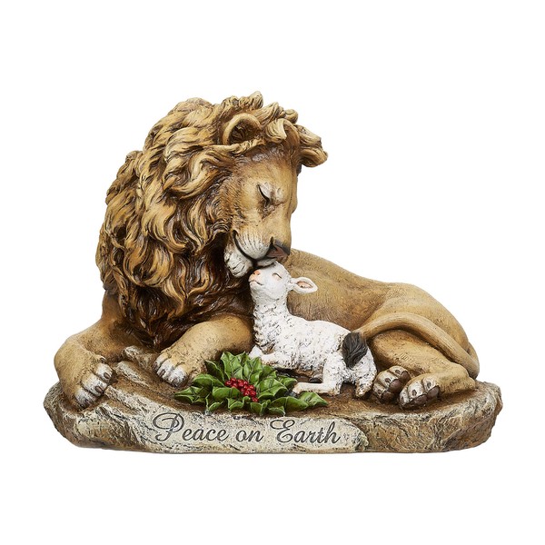 Joseph's Studio by Roman - Lion and Lamb Statue, 8.5"